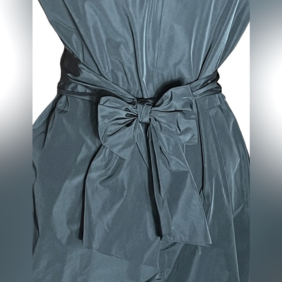 COLLECTIONS BY LOUREA BLACK TAFFETA PEARL WAIST TIE MIDI FORMAL DRESS EUC 12 - Picture 7 of 8